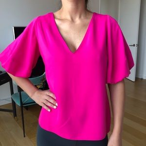 Amanda Uprichard Puff Sleeve top Pink size Small
